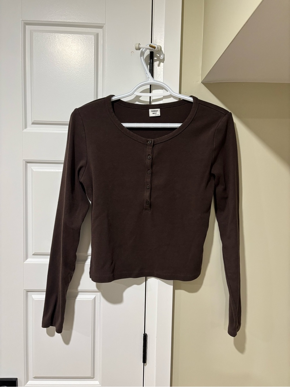 Sunday Best Brown Long Sleeve Henley Top